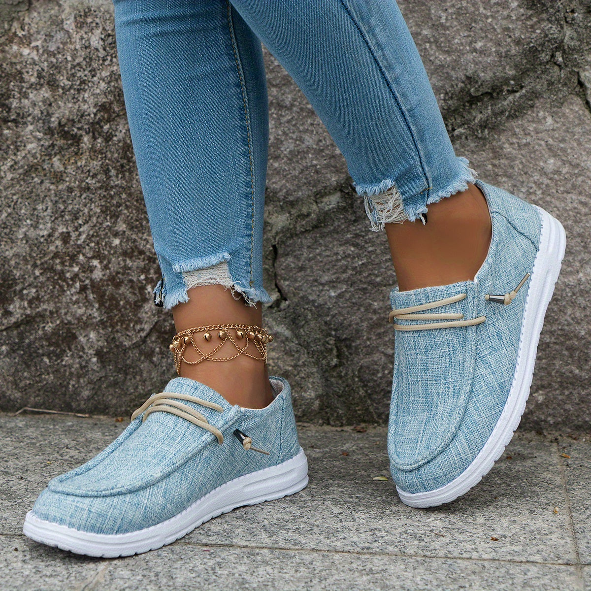 Women's Solid Color Canvas Shoes, Casual Lace Up Flat Sneakers, Women's Daily Travel Shoes